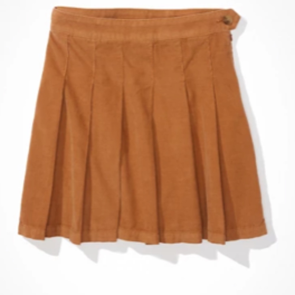 American Eagle | Camel Corduroy Pleated Mini Skirt Women’s 10 (NWT)